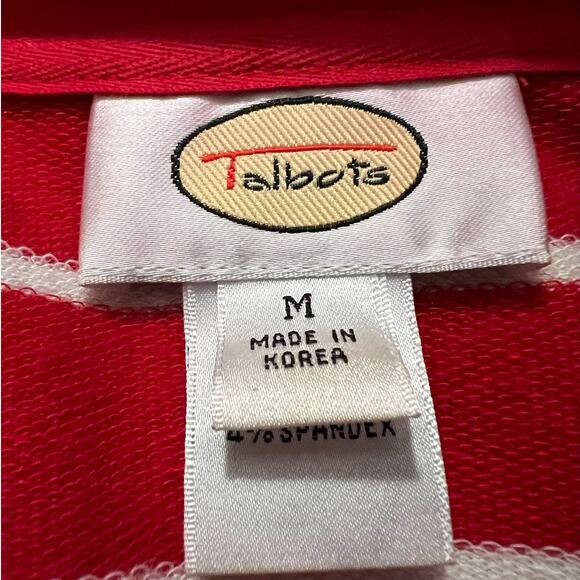 Talbots Women's Activewear Jacket in Red and White Stripes Full Zipper Size M - Picture 4 of 7